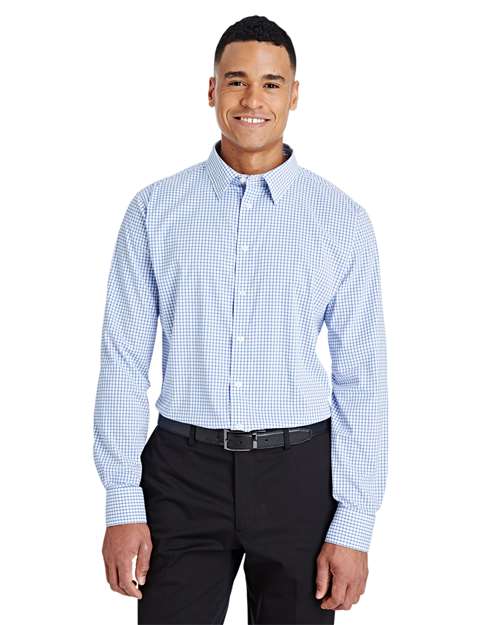 Joe's USA Men's CrownLux Performance® Micro Windowpane Woven Dress Shirt