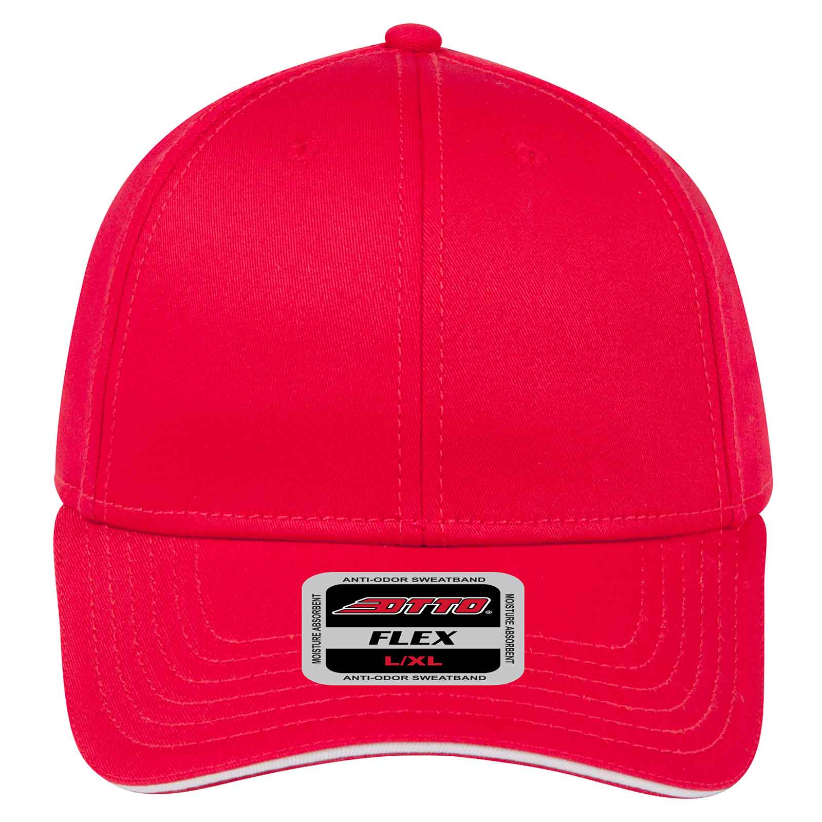 OTTO CAP "OTTO FLEX" 6 Panel Low Profile Baseball Cap OTTO 12-1163 Otto Cap 020216 - Red/Red/Wht S/M