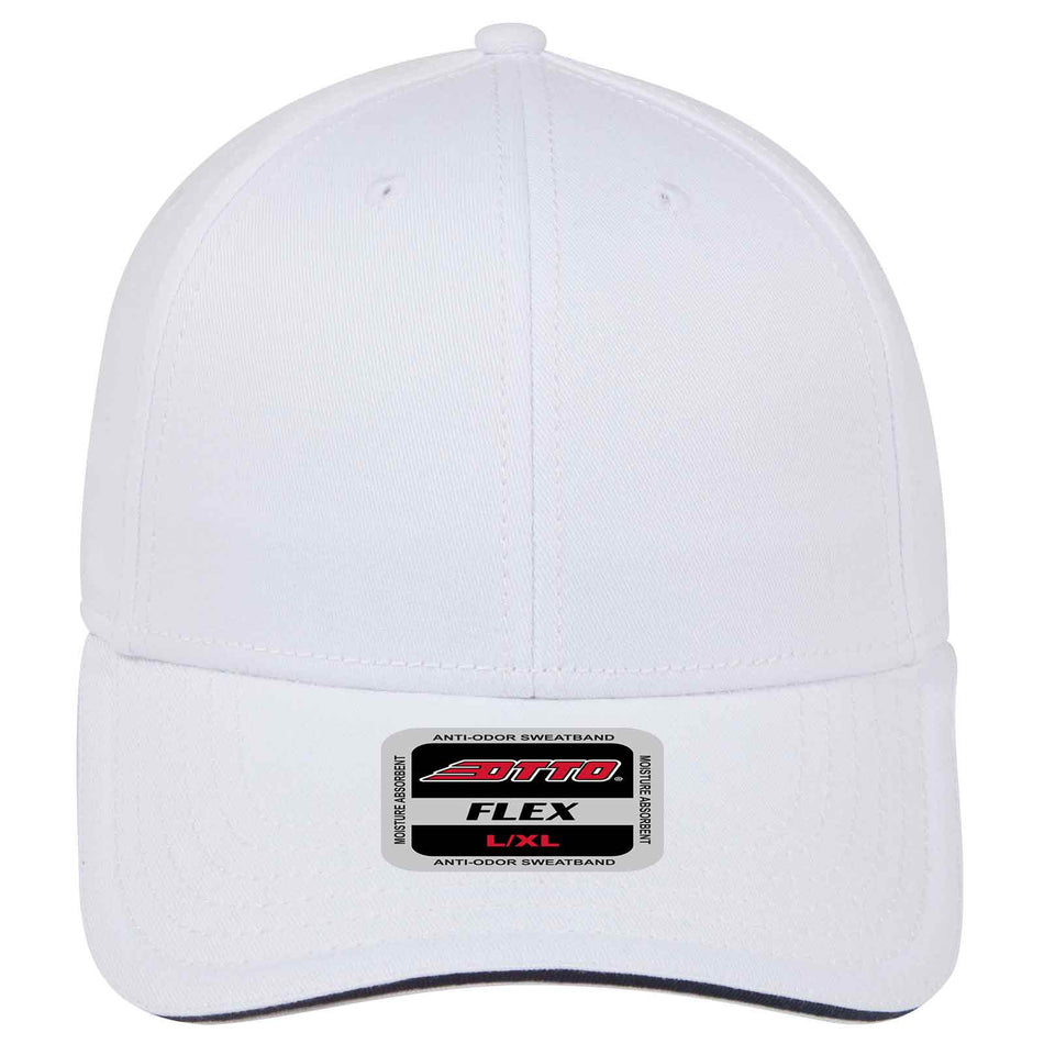 OTTO CAP "OTTO FLEX" 6 Panel Low Profile Baseball Cap OTTO 12-1163 Otto Cap 161604 - Wht/Wht/Nvy S/M