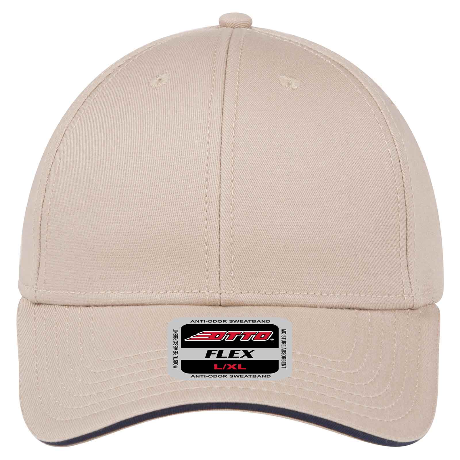 OTTO CAP "OTTO FLEX" 6 Panel Low Profile Baseball Cap OTTO 12-1163 Otto Cap 323204 - Kha/Kha/Nvy S/M