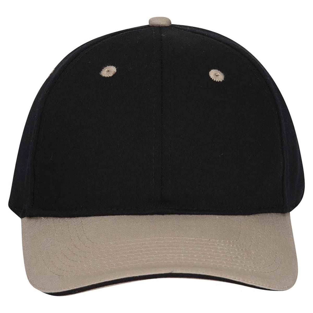 OTTO CAP "OTTO FLEX" 6 Panel Low Profile Baseball Cap OTTO 12-267 Otto Cap 320303 - Kha/Blk/Blk S/M