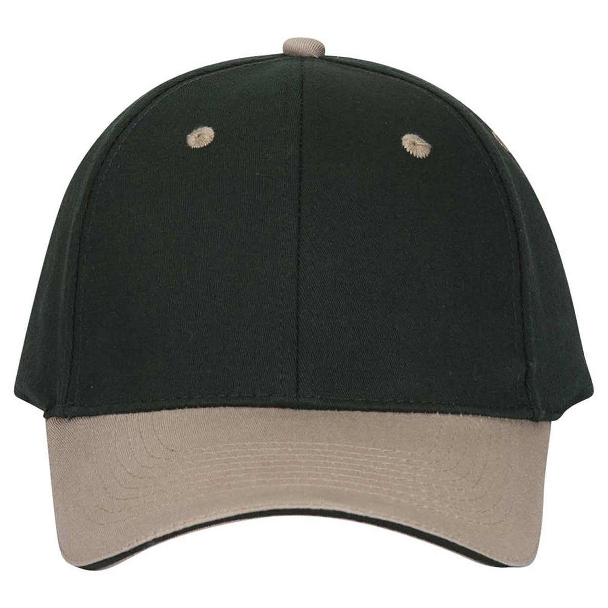 OTTO CAP "OTTO FLEX" 6 Panel Low Profile Baseball Cap OTTO 12-267 Otto Cap 321717 - Kha/Dk.Grn/Dk.Grn S/M