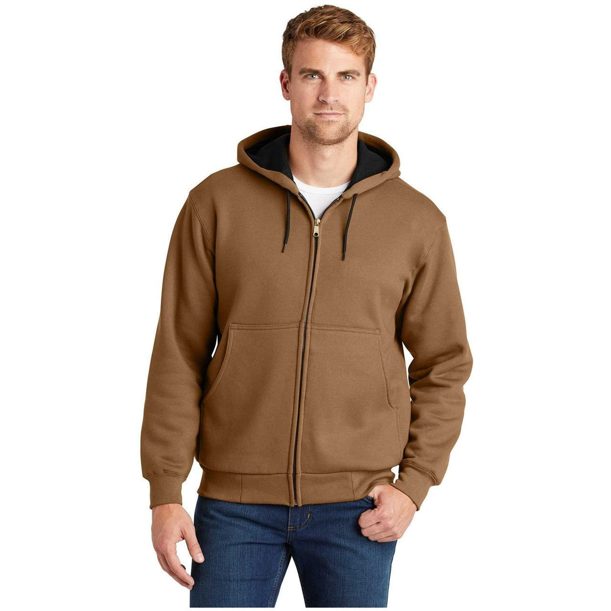 Mens Heavyweight Full-Zip Hooded Sweatshirt with Thermal Lining Sweatshirts/Fleece Joe's USA