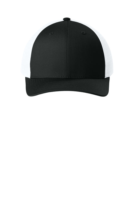 Joes USA Comfort Stretch Snapback Trucker Cap Black/ White Front