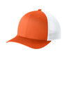 Joes USA Comfort Stretch Snapback Trucker Cap Deep Orange/ White 3-4 View