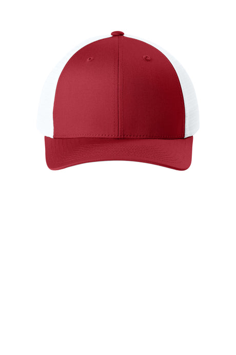 Joes USA Comfort Stretch Snapback Trucker Cap Deep Red/ White Front