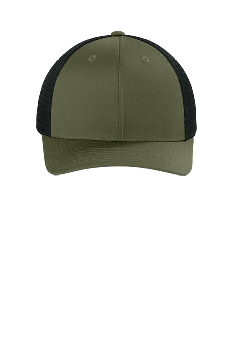Joes USA Comfort Stretch Snapback Trucker Cap Olive Drab Green/ Black Front