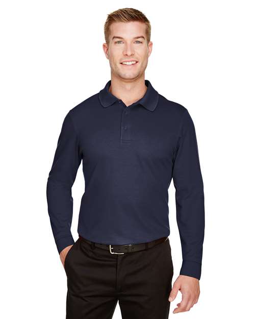 Joe's USA Men's Tall CrownLux Performance® Plaited Long Sleeve Polo