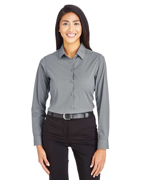 Joe's USA Women's CrownLux Performance® Tonal Mini Check Woven Dress Shirt