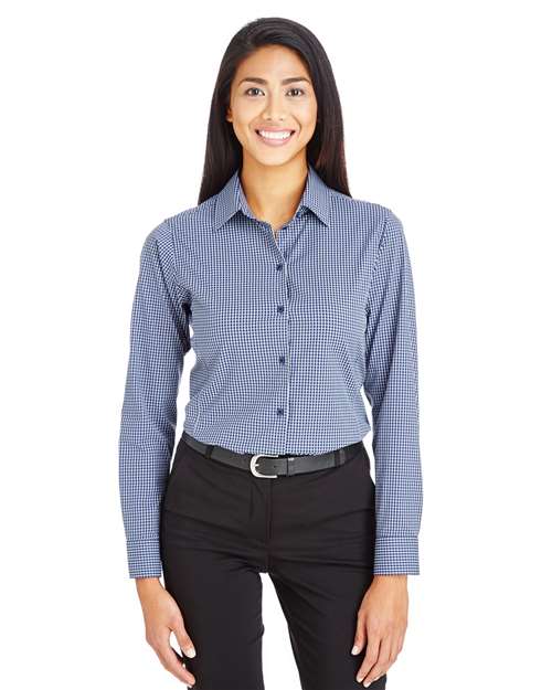 Joe's USA Women's CrownLux Performance® Tonal Mini Check Woven Dress Shirt