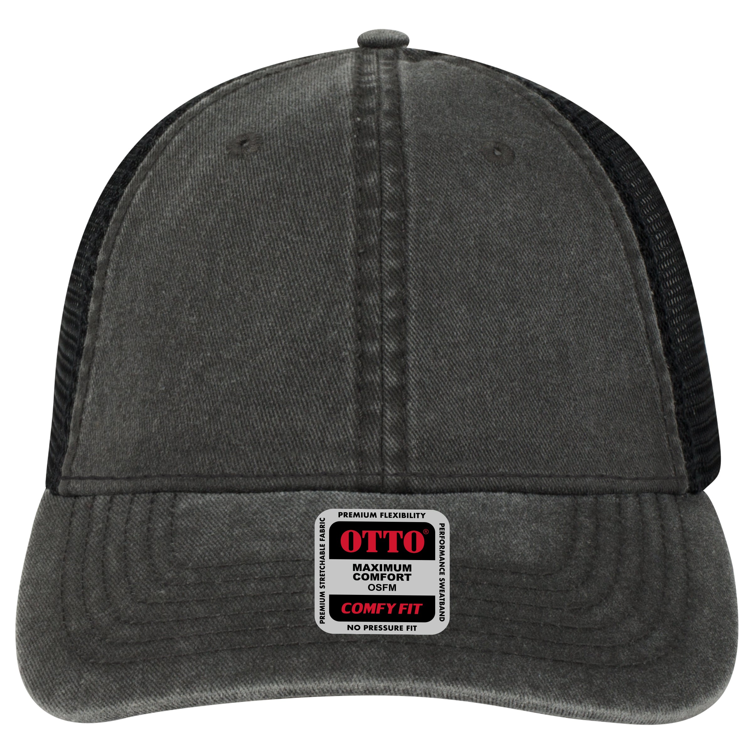 OTTO CAP "OTTO COMFY FIT" 6 Panel Low Profile Mesh Back Trucker Hat OTTO 121-1202 Otto Cap 003 - Black OSFM - Adult