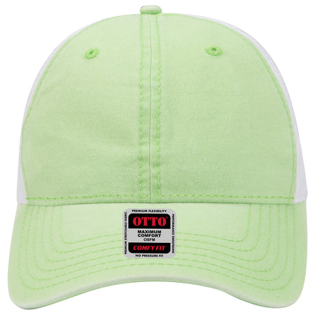 OTTO CAP "OTTO COMFY FIT" 6 Panel Low Profile Mesh Back Trucker Hat OTTO 121-1202 Otto Cap 666616 - Lime/Lime/Wht OSFM - Adult