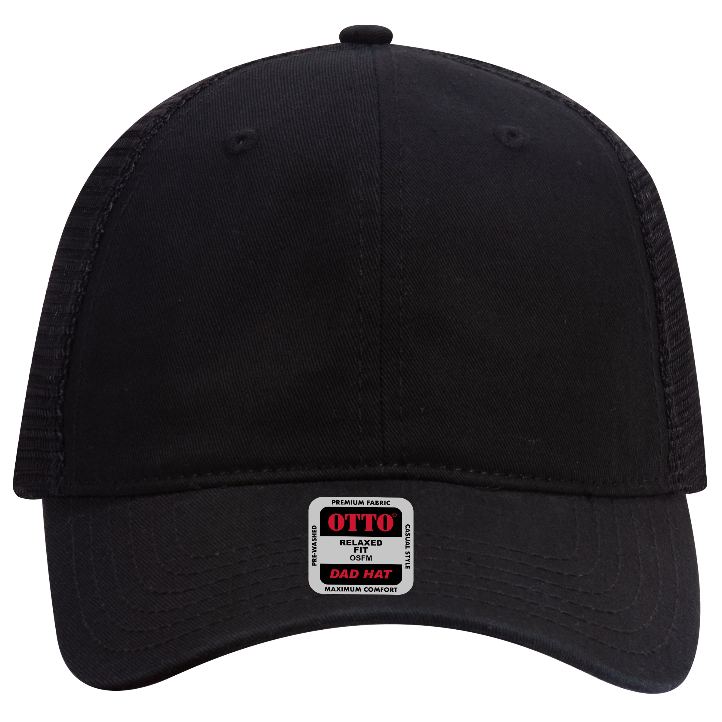 OTTO CAP 6 Panel Low Profile Mesh Back Trucker Dad Hat OTTO 121-858 Otto Cap 003 - Black OSFM - Adult