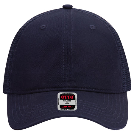 OTTO CAP 6 Panel Low Profile Mesh Back Trucker Dad Hat OTTO 121-858 Otto Cap 004 - Navy OSFM - Adult