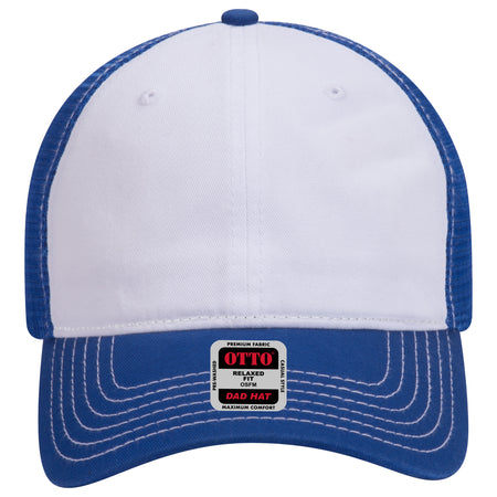 OTTO CAP 6 Panel Low Profile Mesh Back Trucker Dad Hat OTTO 121-858 Otto Cap 011601 - Ryl/Wht/Ryl OSFM - Adult