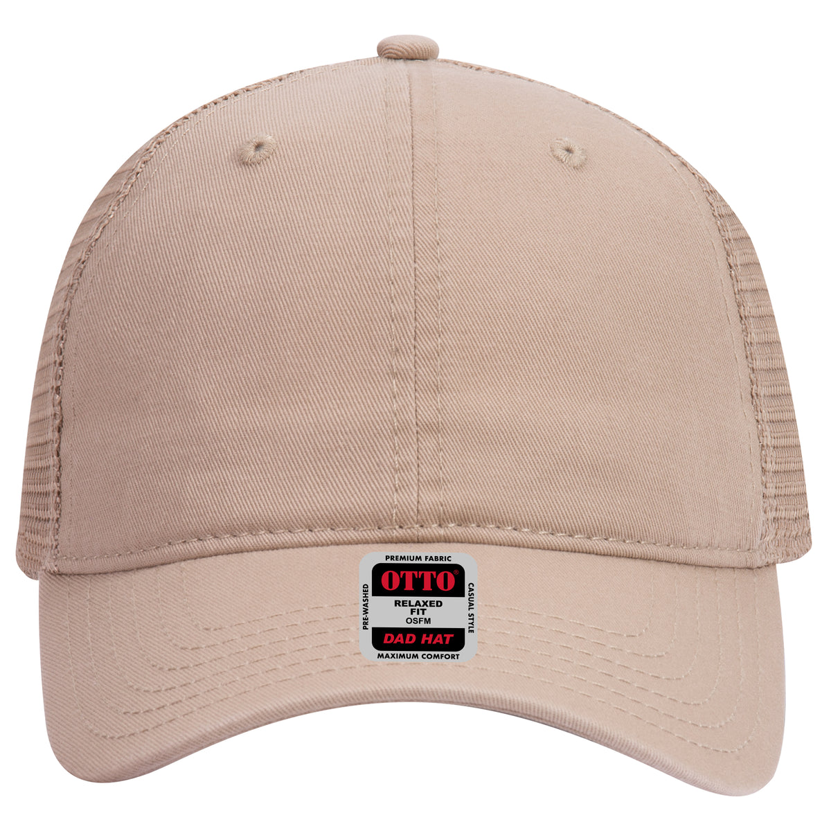 OTTO CAP 6 Panel Low Profile Mesh Back Trucker Dad Hat OTTO 121-858 Otto Cap 032 - Khaki OSFM - Adult