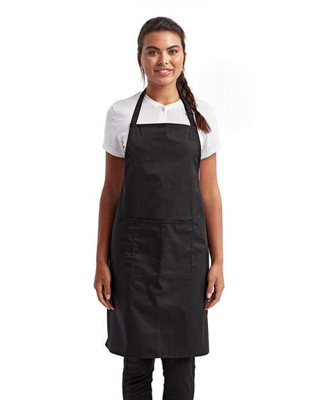 Artisan Collection by Reprime Recycled Bib Apron with Pocket - Artisan Collection by Reprime RP154 Artisan Collection by Reprime Black One Size