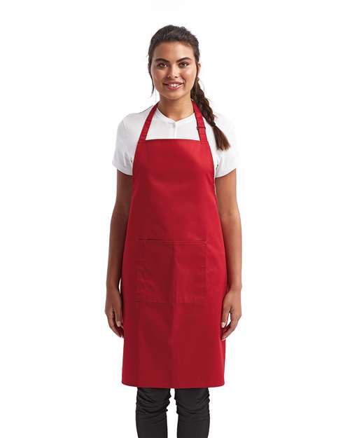 Artisan Collection by Reprime Recycled Bib Apron with Pocket - Artisan Collection by Reprime RP154 Artisan Collection by Reprime Red One Size