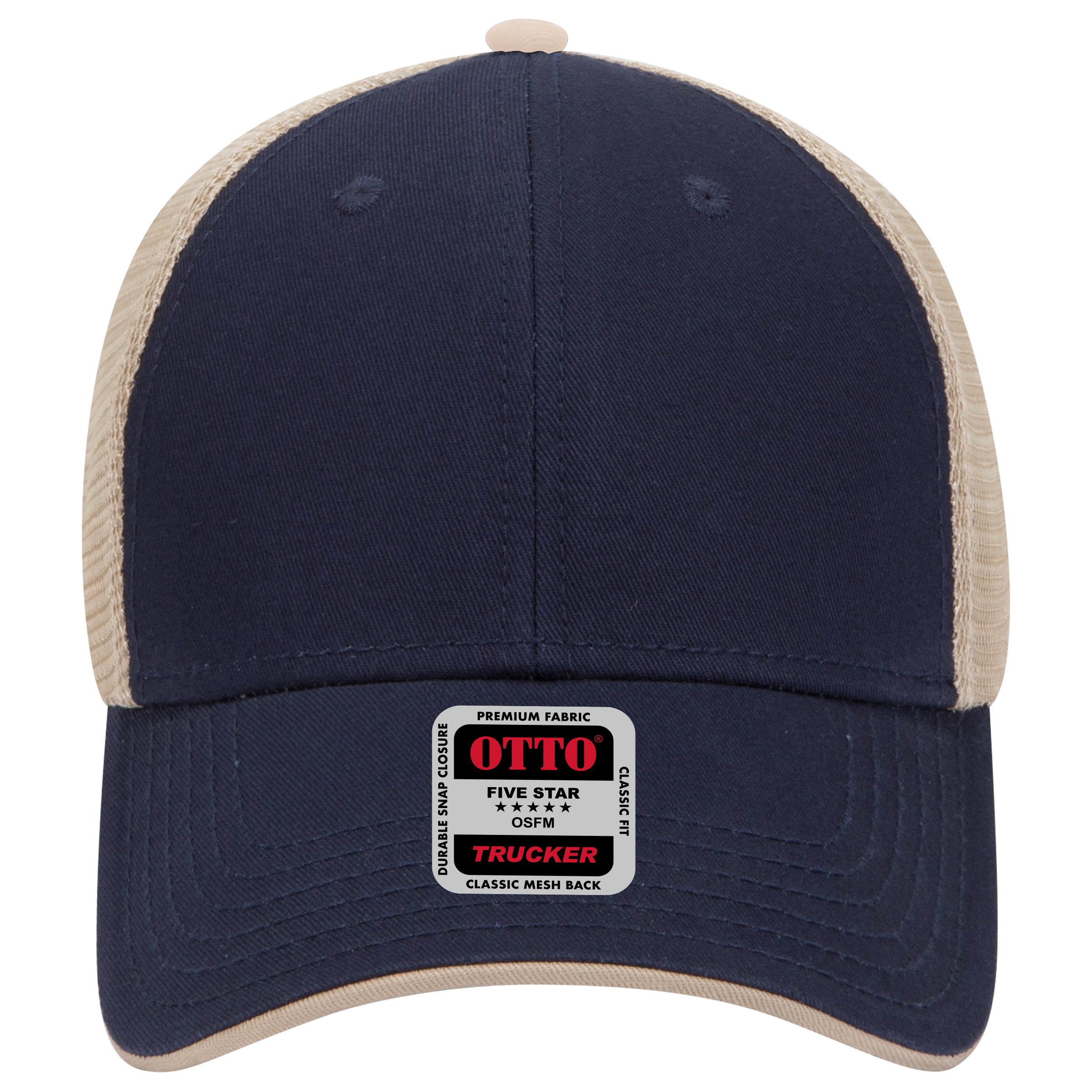 OTTO CAP 6 Panel Low Profile Mesh Back Trucker Hat OTTO 122-945 Otto Cap 040432 - Nvy/Nvy/Kha OSFM - Adult