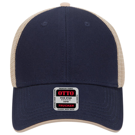 OTTO CAP 6 Panel Low Profile Mesh Back Trucker Hat OTTO 122-945 Otto Cap 040432 - Nvy/Nvy/Kha OSFM - Adult