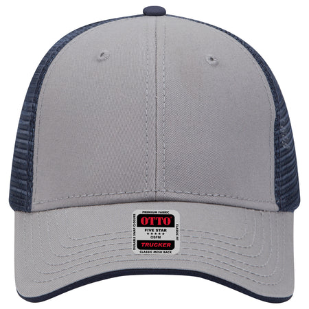 OTTO CAP 6 Panel Low Profile Mesh Back Trucker Hat OTTO 122-945 Otto Cap 141404 - Gry/Gry/Nvy OSFM - Adult