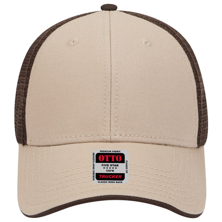 OTTO CAP 6 Panel Low Profile Mesh Back Trucker Hat OTTO 122-945 Otto Cap 323239 - Kha/Kha/Dk.Brn OSFM - Adult