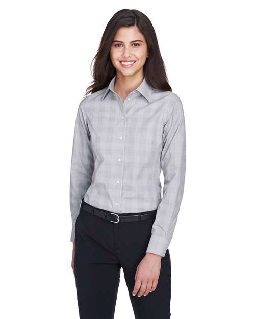 Joe's USA Women's Crown Collection® Glen Plaid Woven Dress Shirt
