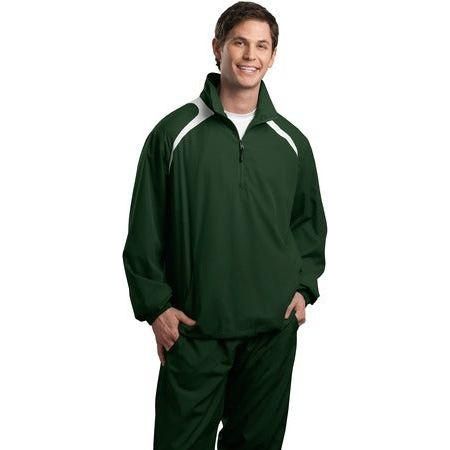Joe's USA Men's 1/2-Zip Wind Shirt DRI-EQUIP Medium Forest Green/White