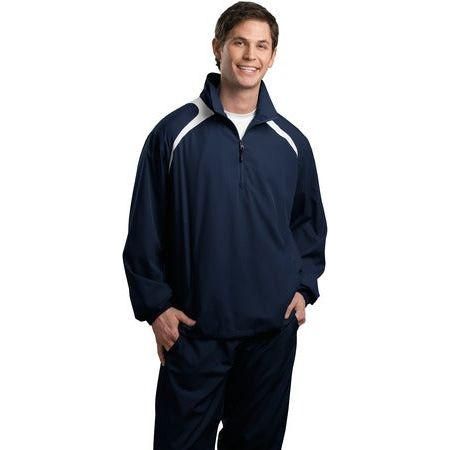 Joe's USA Men's 1/2-Zip Wind Shirt DRI-EQUIP Small True Navy/White