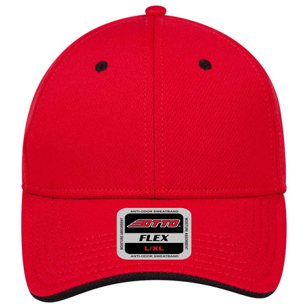 OTTO CAP "OTTO FLEX" 6 Panel Low Profile Baseball Cap OTTO 124-1159 Otto Cap 0203 - Red/Blk S/M