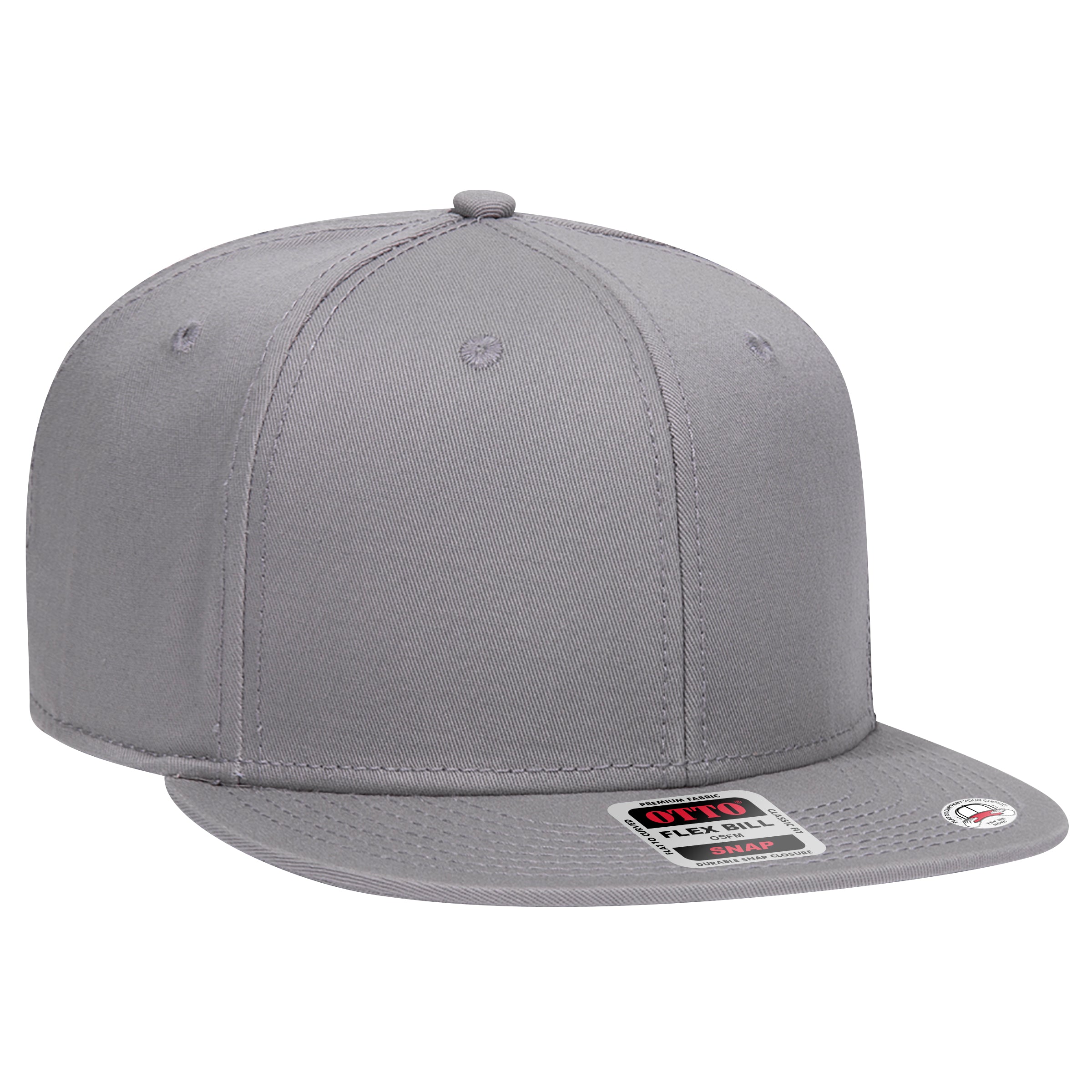 OTTO CAP “OTTO SNAP” 6 Panel Pro Style Snapback Hat OTTO 125-1038 Otto Cap 014 - Gray OSFM - Adult