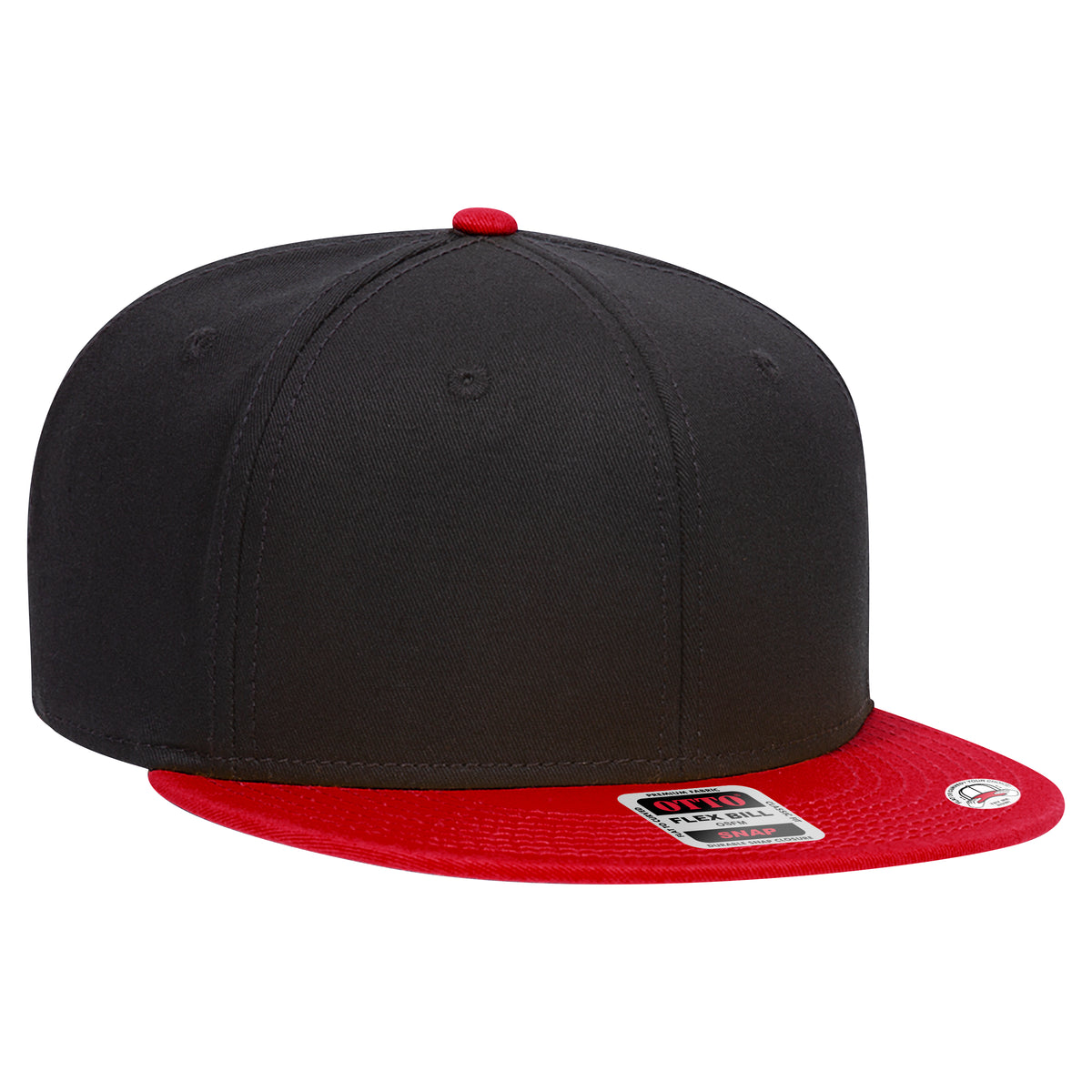 OTTO CAP “OTTO SNAP” 6 Panel Pro Style Snapback Hat OTTO 125-1038 Otto Cap 020303 - Red/Blk/Blk OSFM - Adult