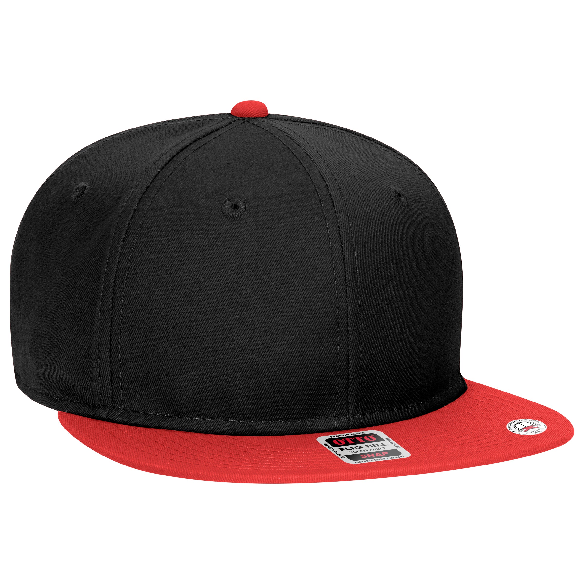 OTTO CAP “OTTO SNAP” 6 Panel Pro Style Snapback Hat OTTO 125-1038 Otto Cap 020303 - Red/Blk/Blk Young Adult