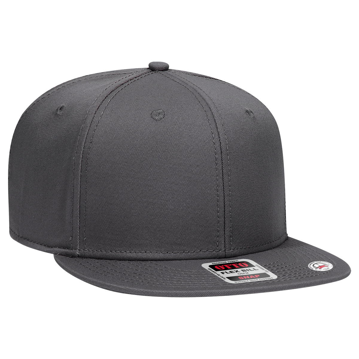 OTTO CAP “OTTO SNAP” 6 Panel Pro Style Snapback Hat OTTO 125-1038 Otto Cap 025 - Char. Gray OSFM - Adult