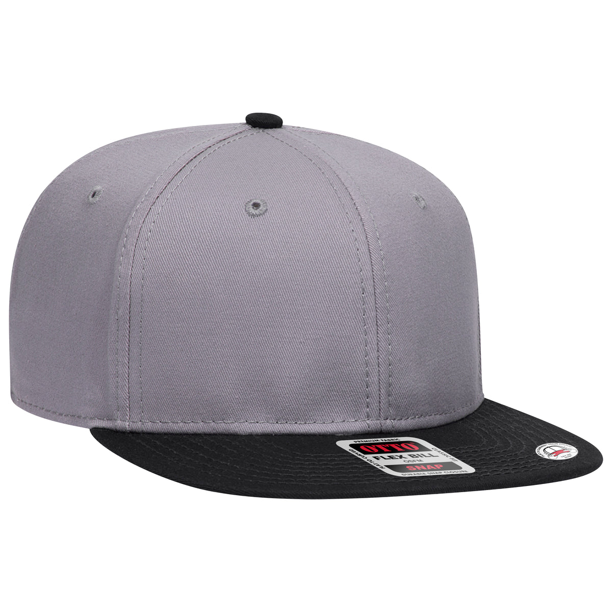 OTTO CAP “OTTO SNAP” 6 Panel Pro Style Snapback Hat OTTO 125-1038 Otto Cap 031414 - Blk/Gry/Gry OSFM - Adult