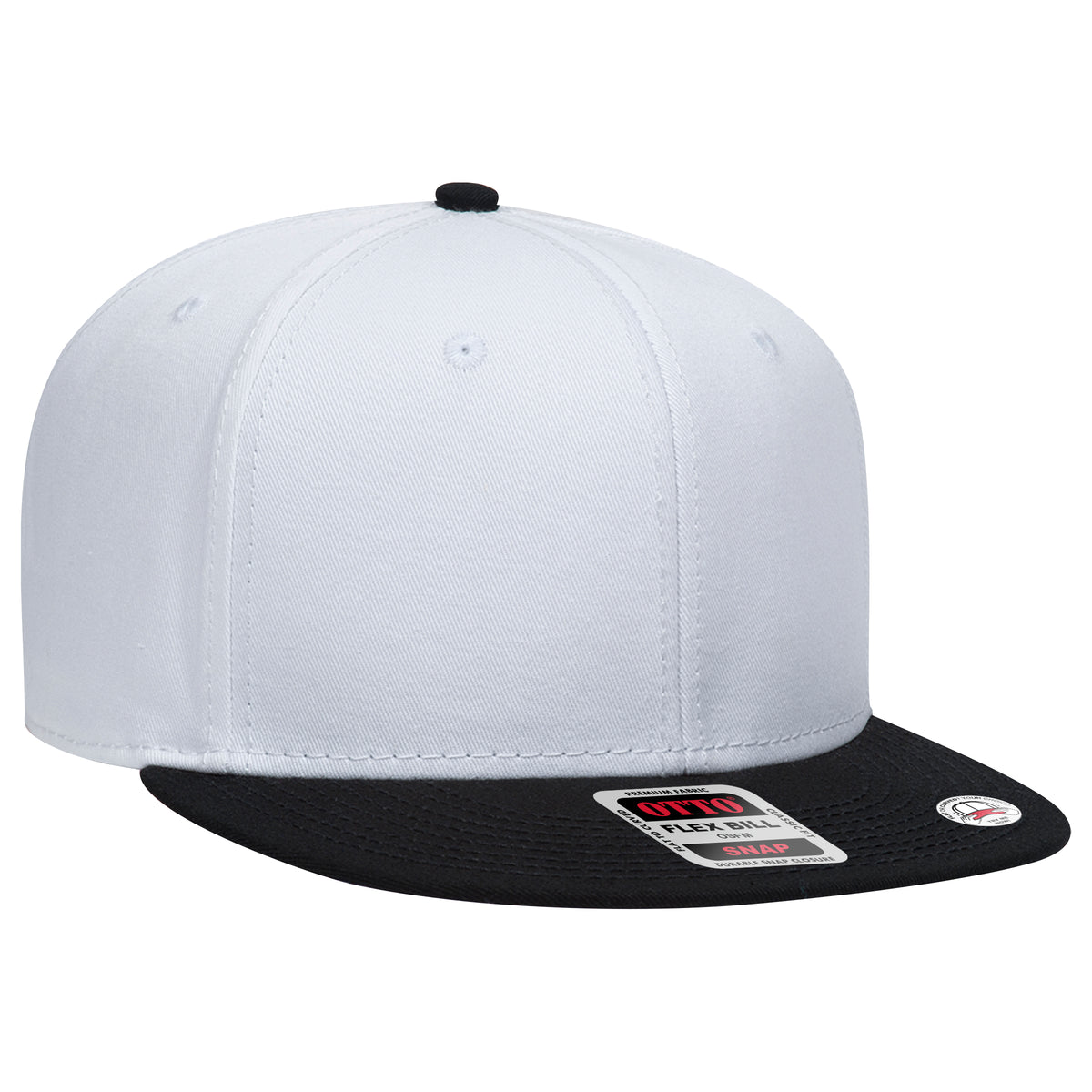 OTTO CAP “OTTO SNAP” 6 Panel Pro Style Snapback Hat OTTO 125-1038 Otto Cap 031616 - Blk/Wht/Wht OSFM - Adult