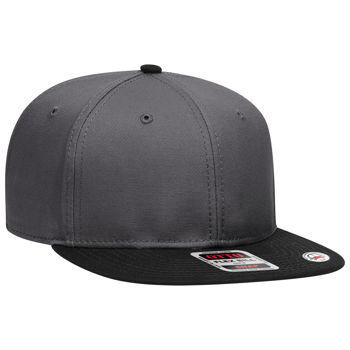 OTTO CAP “OTTO SNAP” 6 Panel Pro Style Snapback Hat OTTO 125-1038 Otto Cap 032525 - Blk/Ch.Gry/Ch.Gry OSFM - Adult