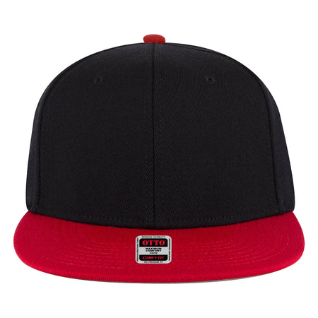 OTTO CAP "OTTO COMFY FIT" 6 Panel Mid Profile Style Snapback Hat OTTO 125-1323 Otto Cap 020303 - Red/Blk/Blk OSFM - Adult