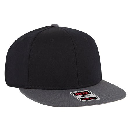 OTTO CAP "OTTO COMFY FIT" 6 Panel Mid Profile Style Snapback Hat OTTO 125-1323 Otto Cap 250303 - Ch. Gry/Blk/Blk OSFM - Adult