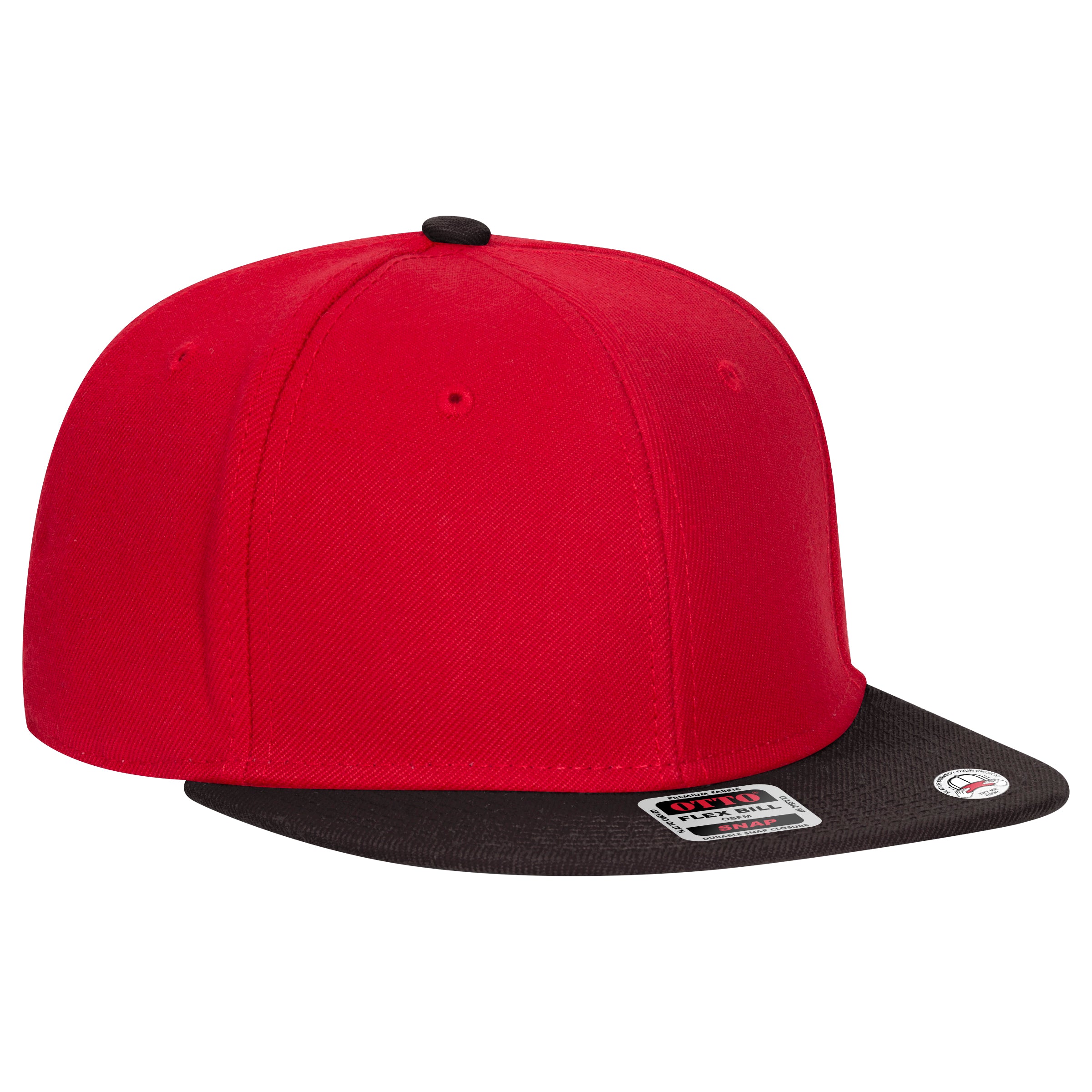 OTTO CAP "OTTO SNAP" 6 Panel Pro Style Snapback Hat OTTO 125-978 Otto Cap 030202 - Blk/Red/Red OSFM - Adult