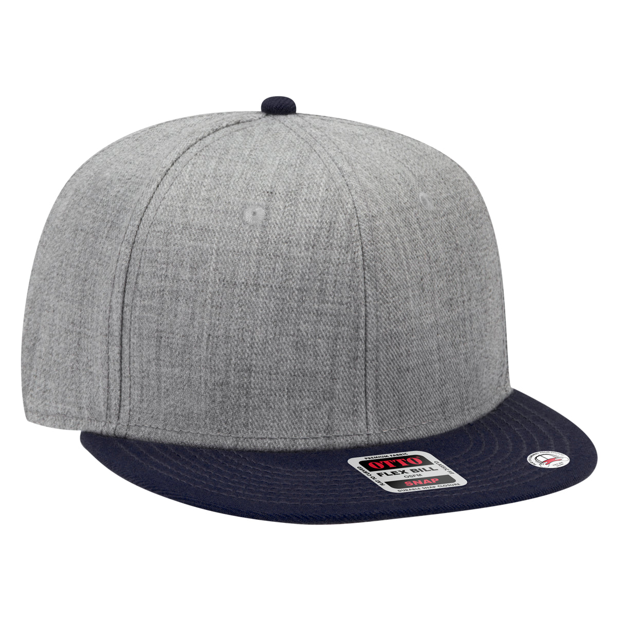 OTTO CAP "OTTO SNAP" 6 Panel Pro Style Snapback Hat OTTO 125-978 Otto Cap 047474 - Nvy/H.Gry/H.Gry OSFM - Adult