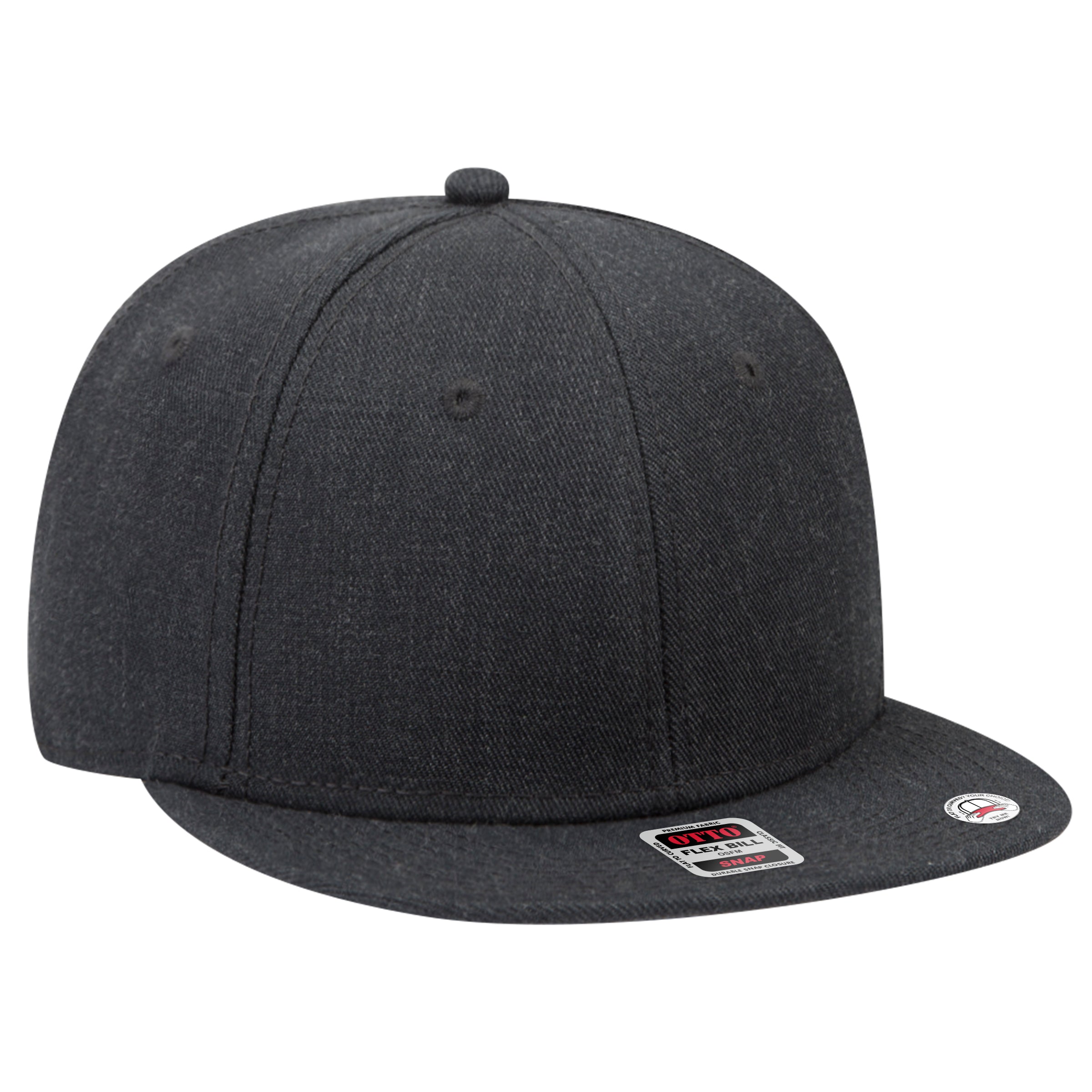 OTTO CAP "OTTO SNAP" 6 Panel Pro Style Snapback Hat OTTO 125-978 Otto Cap 080 - Heath. Black OSFM - Adult