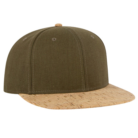 OTTO CAP "OTTO SNAP" 6 Panel Pro Style Snapback Hat OTTO 125-978 Otto Cap 11283 - Cork/Ml Grn OSFM - Adult