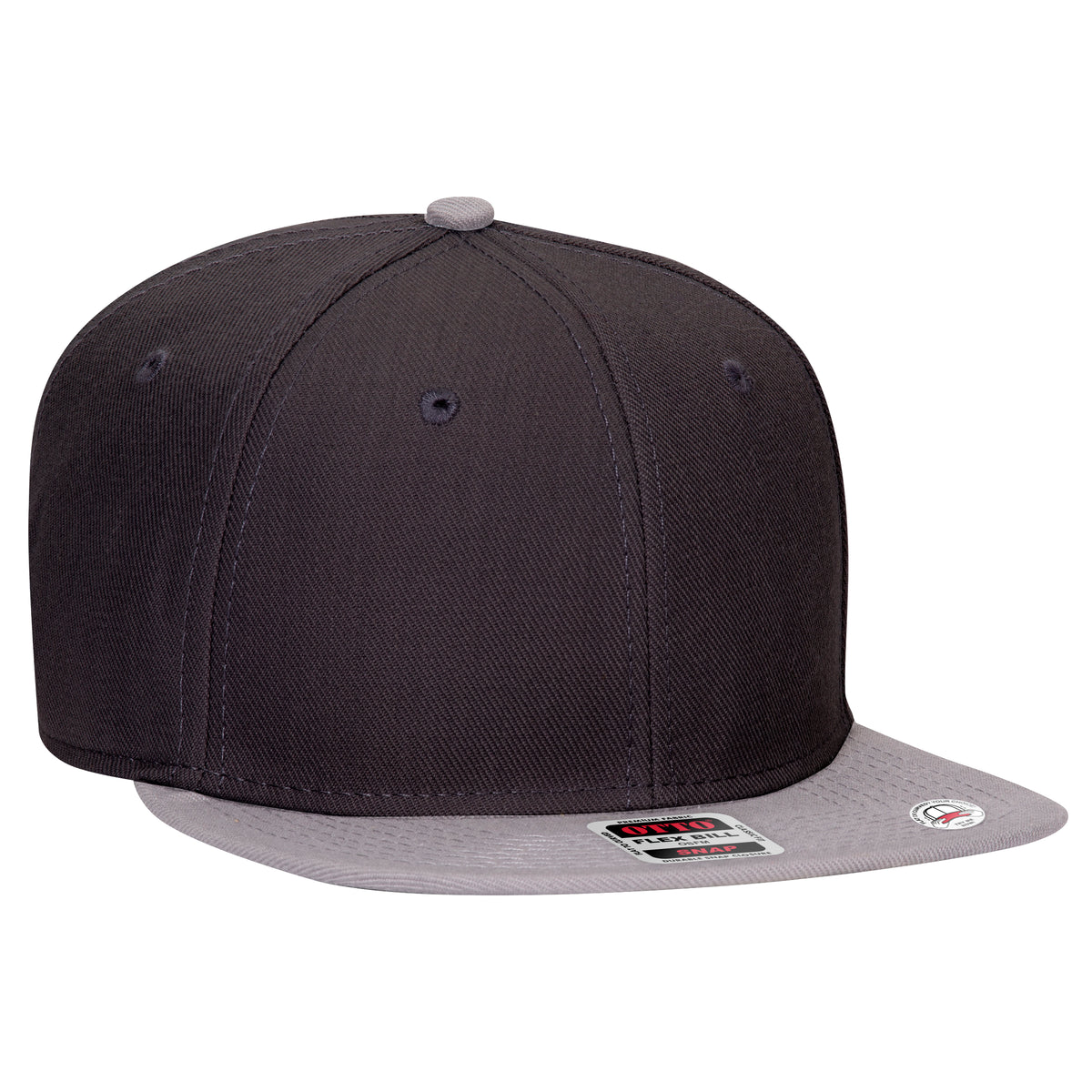 OTTO CAP "OTTO SNAP" 6 Panel Pro Style Snapback Hat OTTO 125-978 Otto Cap 140303 - Gry/Blk/Blk OSFM - Adult