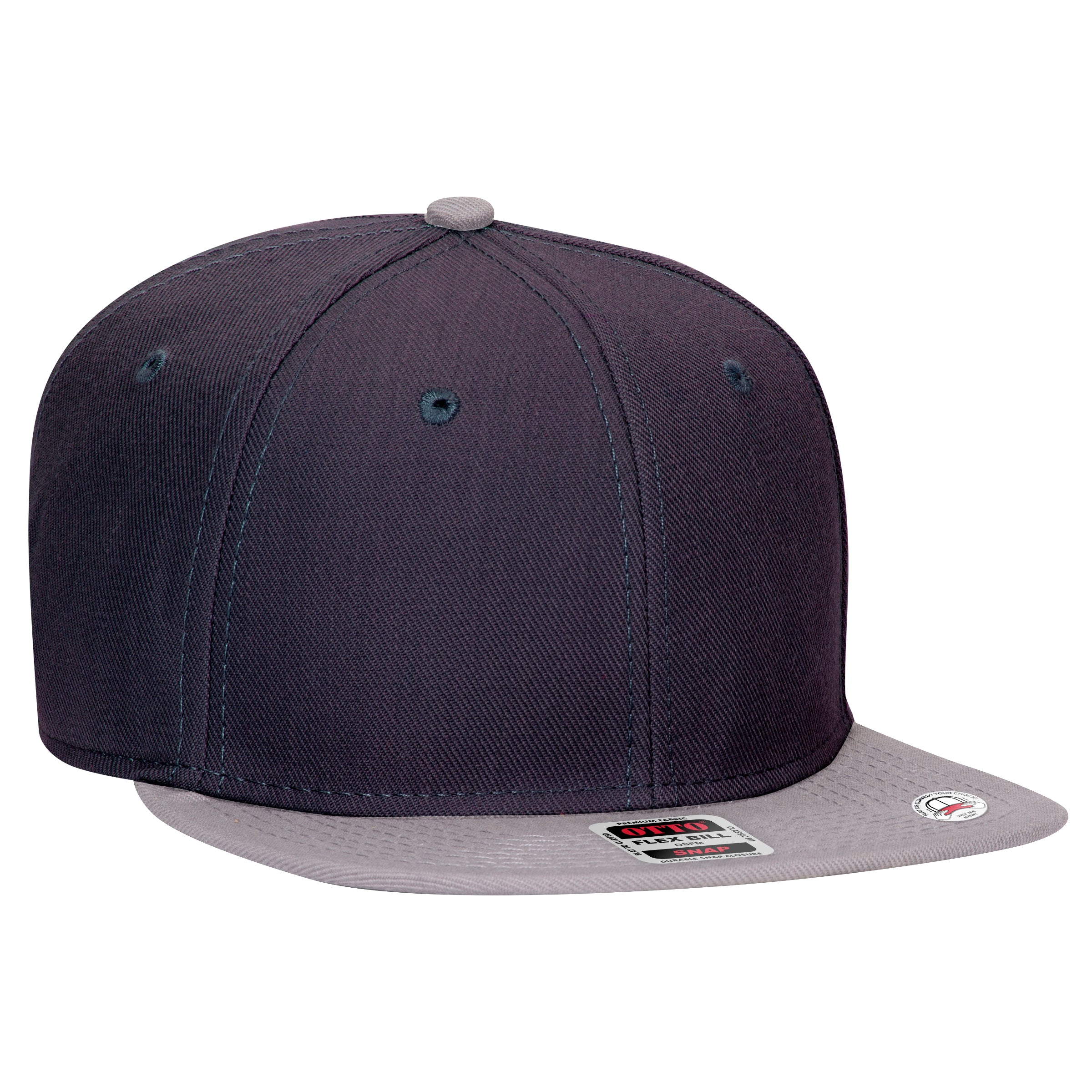 OTTO CAP "OTTO SNAP" 6 Panel Pro Style Snapback Hat OTTO 125-978 Otto Cap 140404 - Gry/Nvy/Nvy OSFM - Adult