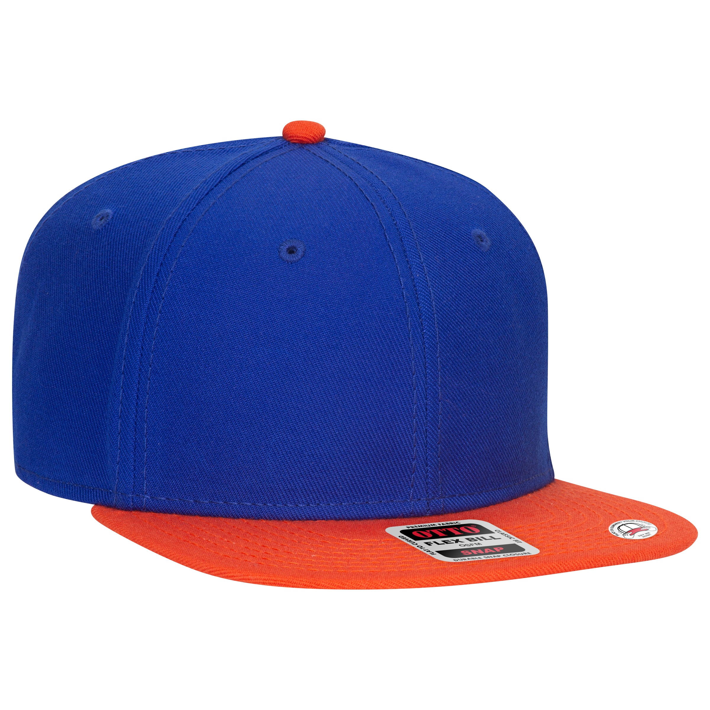 OTTO CAP "OTTO SNAP" 6 Panel Pro Style Snapback Hat OTTO 125-978 Otto Cap 620101 - Org/Ryl/Ryl OSFM - Adult