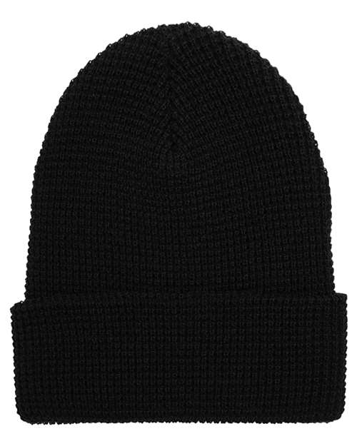 YP Classics Waffle Cuffed Beanie - YP Classics 2501KC YP Classics Black One Size