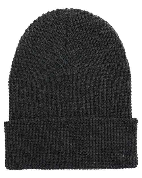 YP Classics Waffle Cuffed Beanie - YP Classics 2501KC YP Classics Dark Grey One Size