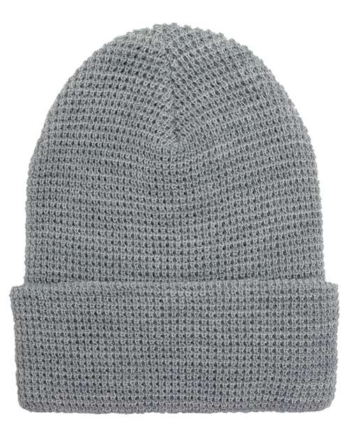 YP Classics Waffle Cuffed Beanie - YP Classics 2501KC YP Classics Heather Grey One Size