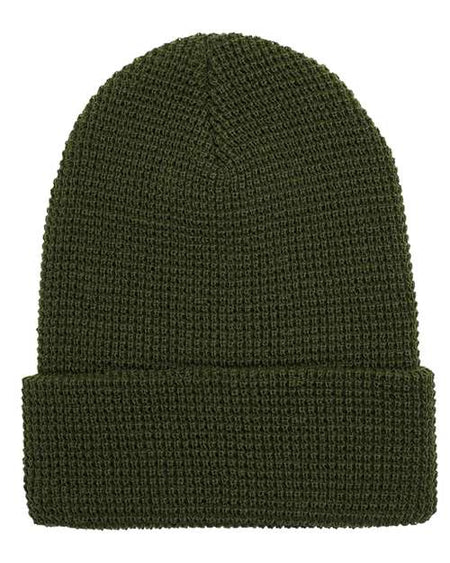 YP Classics Waffle Cuffed Beanie - YP Classics 2501KC YP Classics Olive Green One Size